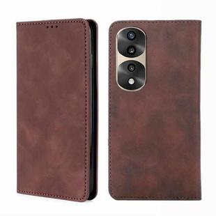 For Honor 70 Pro/70 Pro+ Skin Feel Magnetic Horizontal Flip Leather Phone Case(Dark Brown)