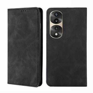 For Honor 70 Pro/70 Pro+ Skin Feel Magnetic Horizontal Flip Leather Phone Case(Black)