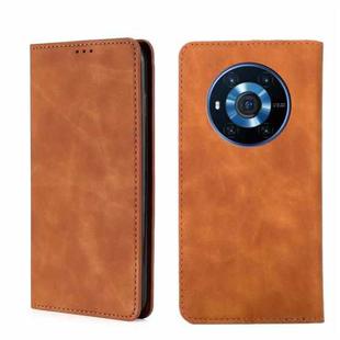 For Honor Magic3 Skin Feel Magnetic Horizontal Flip Leather Phone Case(Light Brown)