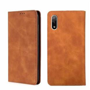 For Sony Xperia ACE II Skin Feel Magnetic Horizontal Flip Leather Phone Case(Light Brown)