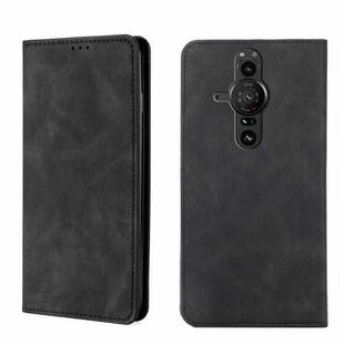 For Sony Xperia Pro-I Skin Feel Magnetic Horizontal Flip Leather Phone Case(Black)