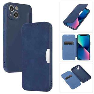 For iPhone 13 Shrimp Skin Texture Flip Leather Phone Case(Blue)