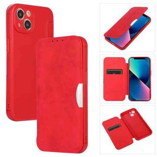 For iPhone 12 Shrimp Skin Texture Flip Leather Phone Case(Red)