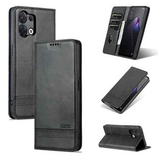 For OPPO Reno8 AZNS Magnetic Calf Texture Flip Leather Phone Case(Black)