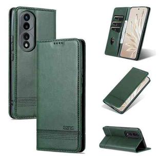 For Honor 70 Pro AZNS Magnetic Calf Texture Flip Leather Phone Case(Dark Green)