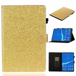 For Lenovo Tab M10 3rd Gen Varnish Glitter Powder Smart Leather Tablet Case(Yellow)