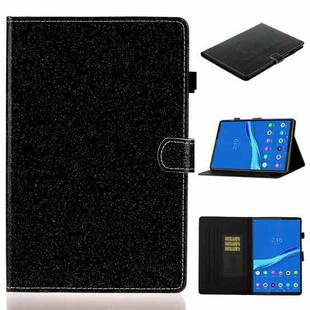 For Lenovo Tab M10 3rd Gen Varnish Glitter Powder Smart Leather Tablet Case(Black)