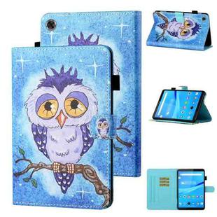 For Lenovo Tab M10 Plus 10.6 3rd Gen 2022 Coloured Drawing Stitching Smart Leather Tablet Case(Blue Owl)