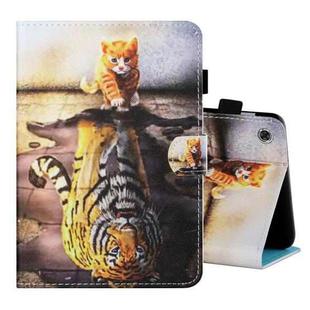 For Lenovo Tab M10 3rd Gen Coloured Drawing Stitching Smart Leather Tablet Case(Cat and Tiger)