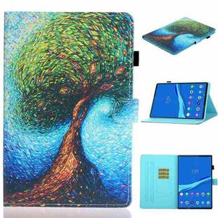 For Lenovo Tab M10 3rd Gen Coloured Drawing Smart Leather Tablet Case(Abstract Tree)