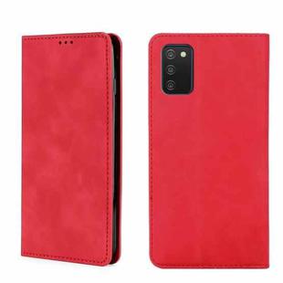 For Samsung Galaxy A03s 164.2mm Skin Feel Magnetic Horizontal Flip Leather Phone Case(Red)