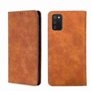 For Samsung Galaxy A03s 164.2mm Skin Feel Magnetic Horizontal Flip Leather Phone Case(Light Brown)