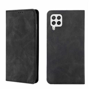 For Samsung Galaxy A22 4G Skin Feel Magnetic Horizontal Flip Leather Phone Case(Black)