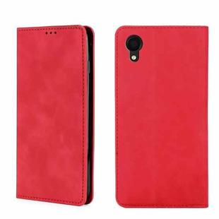 For Samsung Galaxy A22 5G JP Version Skin Feel Magnetic Horizontal Flip Leather Phone Case(Red)