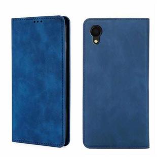 For Samsung Galaxy A22 5G JP Version Skin Feel Magnetic Horizontal Flip Leather Phone Case(Blue)