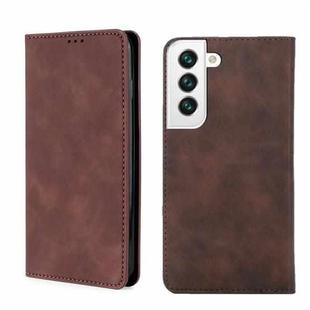 For Samsung Galaxy S22+ 5G Skin Feel Magnetic Horizontal Flip Leather Phone Case(Dark Brown)