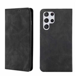 For Samsung Galaxy S22 Ultra 5G Skin Feel Magnetic Horizontal Flip Leather Phone Case(Black)