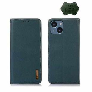 For iPhone 14 KHAZNEH Nappa Top Layer Cowhide Leather Phone Case (Green)