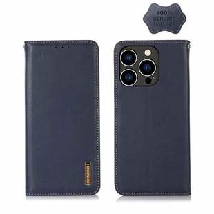 For iPhone 14 Pro KHAZNEH Nappa Top Layer Cowhide Leather Phone Case(Blue)