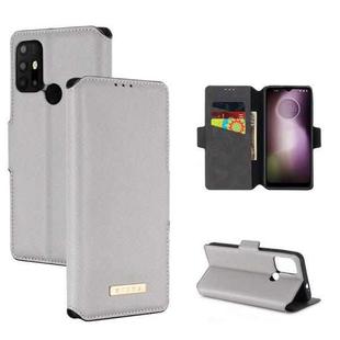 For Motorola Moto G30 / G10 MUXMA MX115 Cross Texture Oil Edge Flip Leather Phone Case(White)