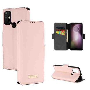 For Motorola Moto G30 / G10 MUXMA MX115 Cross Texture Oil Edge Flip Leather Phone Case(Pink)