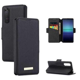 For Sony Xperia 5 II MUXMA MX115 Cross Texture Oil Edge Flip Leather Phone Case(Black)