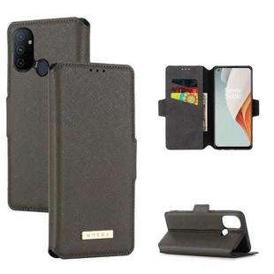 For OnePlus 8T MUXMA MX115 Cross Texture Oil Edge Flip Leather Phone Case(Grey)