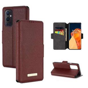 For OnePlus 9 Pro MUXMA MX115 Cross Texture Oil Edge Flip Leather Phone Case(Red)