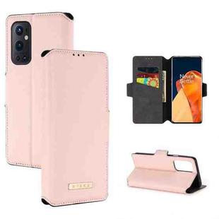 For OnePlus 9 Pro MUXMA MX115 Cross Texture Oil Edge Flip Leather Phone Case(Pink)