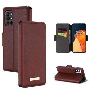 For OnePlus 9R MUXMA MX115 Cross Texture Oil Edge Flip Leather Phone Case(Red)