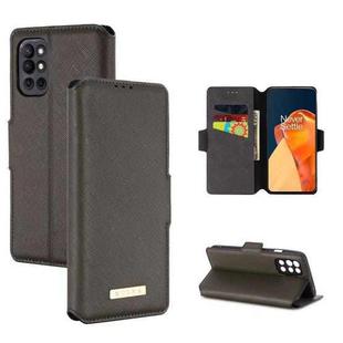 For OnePlus 9R MUXMA MX115 Cross Texture Oil Edge Flip Leather Phone Case(Grey)