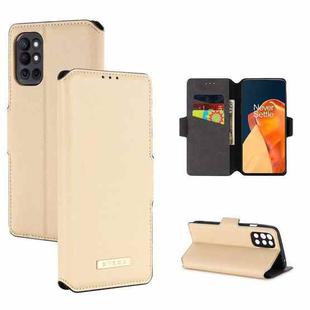 For OnePlus 9R MUXMA MX115 Cross Texture Oil Edge Flip Leather Phone Case(Gold)