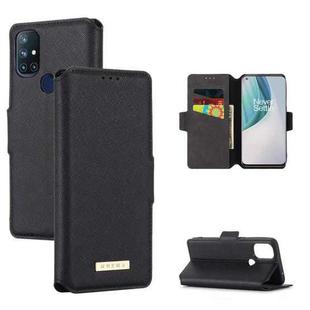 For OnePlus Nord N10 MUXMA MX115 Cross Texture Oil Edge Flip Leather Phone Case(Black)