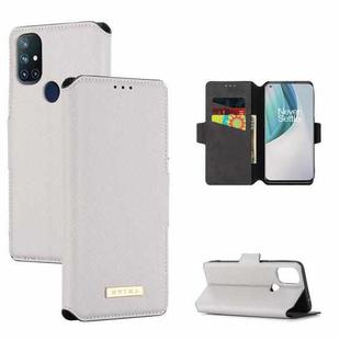 For OnePlus Nord N10 MUXMA MX115 Cross Texture Oil Edge Flip Leather Phone Case(White)