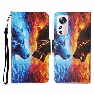For Xiaomi 12 Lite Colored Drawing Pattern Flip Leather Phone Case(Flaming Wolf)