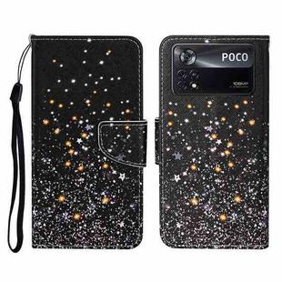For Xiaomi Poco X4 Pro 5G Colored Drawing Pattern Flip Leather Phone Case(Black Pentagram)
