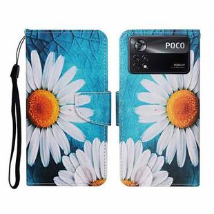 For Xiaomi Poco X4 Pro 5G Colored Drawing Pattern Flip Leather Phone Case(Chrysanthemum)