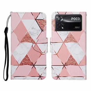 For Xiaomi Poco X4 Pro 5G Colored Drawing Pattern Flip Leather Phone Case(Marble)