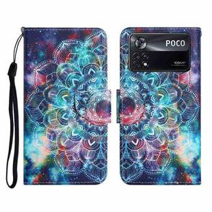 For Xiaomi Poco X4 Pro 5G Colored Drawing Pattern Flip Leather Phone Case(Star Mandala)