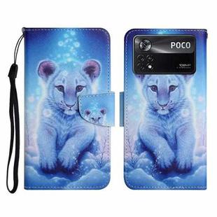 For Xiaomi Poco X4 Pro 5G Colored Drawing Pattern Flip Leather Phone Case(Little Leopard)