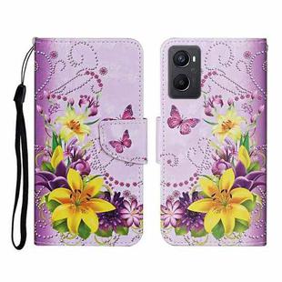 For OPPO A96 4G / Realme 9i Colored Drawing Pattern Flip Leather Phone Case(Yellow Flower Butterfly)