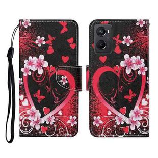 For OPPO A96 4G / Realme 9i Colored Drawing Pattern Flip Leather Phone Case(Red Heart)