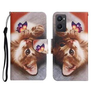 For OPPO A96 4G / Realme 9i Colored Drawing Pattern Flip Leather Phone Case(Butterfly Cat)