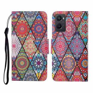 For OPPO A96 4G / Realme 9i Colored Drawing Pattern Flip Leather Phone Case(Diamond Totem)