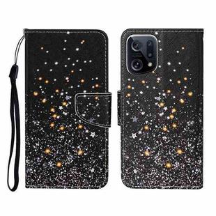 For OPPO Find X5 Colored Drawing Pattern Flip Leather Phone Case(Black Pentagram)
