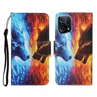 For OPPO Find X5 Colored Drawing Pattern Flip Leather Phone Case(Flaming Wolf)