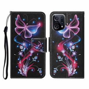 For OPPO Find X5 Colored Drawing Pattern Flip Leather Phone Case(Fluorescent Butterfly)