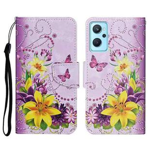 For Realme 9i Colored Drawing Pattern Flip Leather Phone Case(Yellow Flower Butterfly)