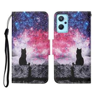 For Realme 9i Colored Drawing Pattern Flip Leather Phone Case(Star Sky Cat)