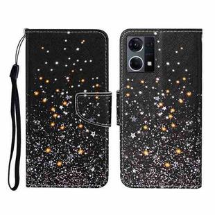 For OPPO Reno7 4G Colored Drawing Pattern Flip Leather Phone Case(Black Pentagram)